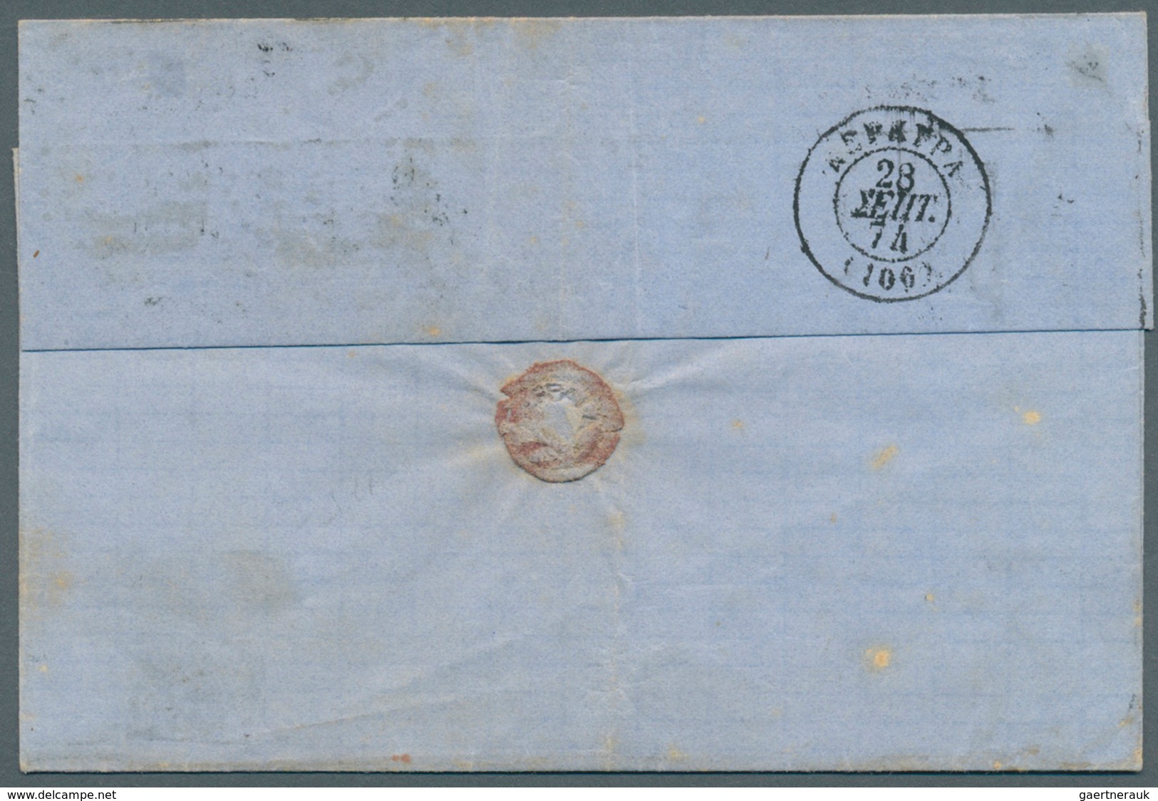 Großbritannien: 1874, Destination CORFU: Folded Cover From London To Corfu, Ionian Islands Franked W - Other & Unclassified