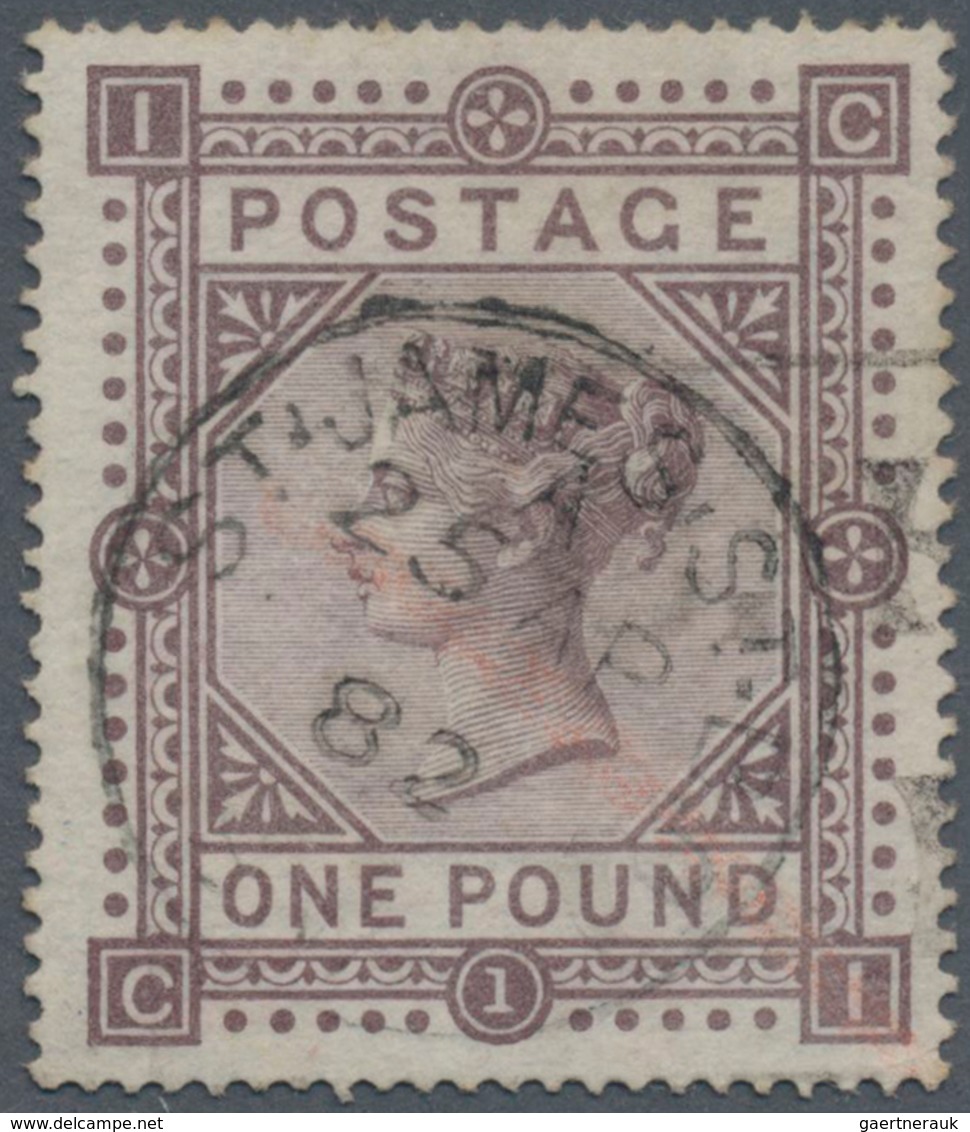 Großbritannien: 1878, £1 Brown-lilac, Wm Maltese Cross, Fine Used Copy With Clear C.d.s. "ST.JAMES . - Other & Unclassified