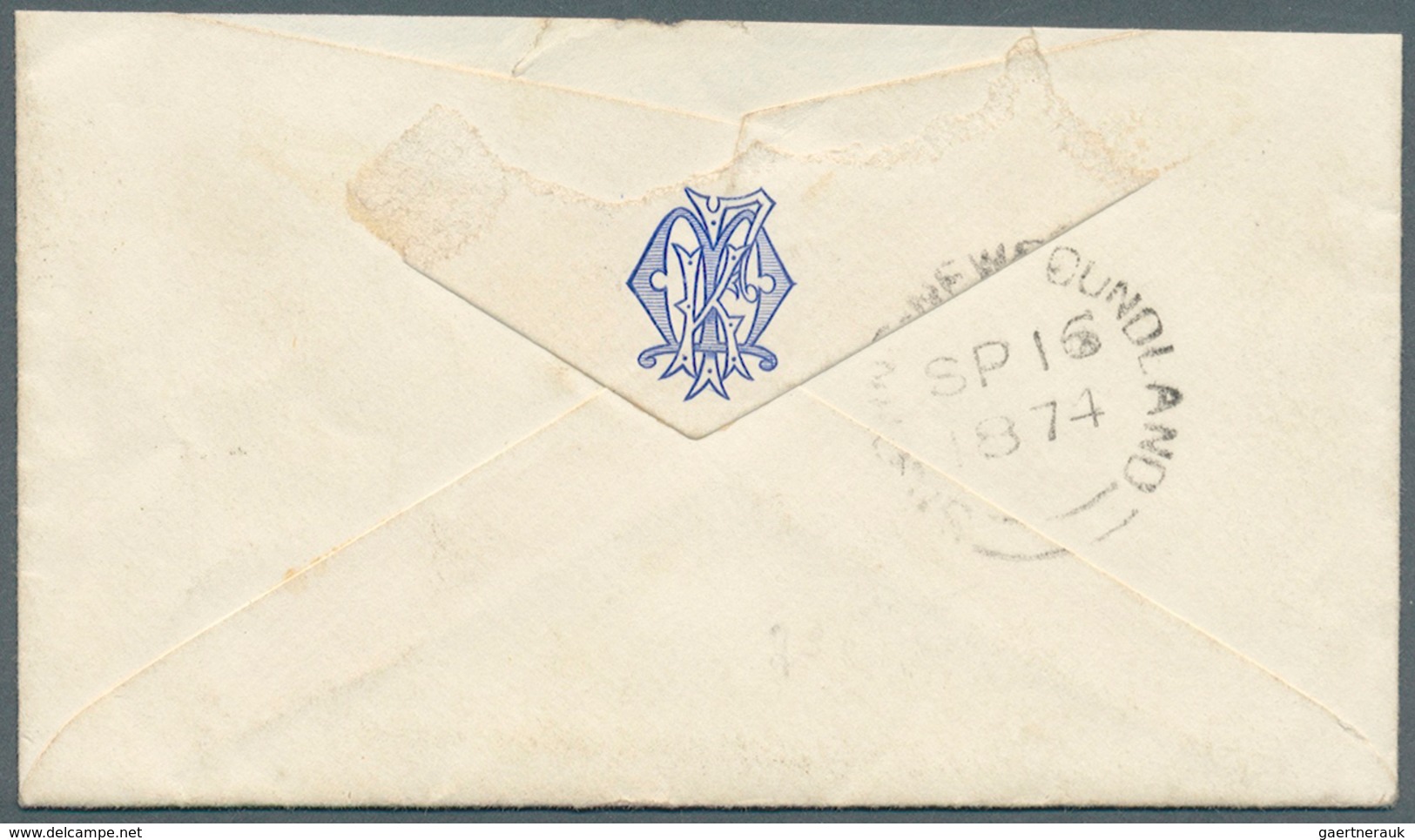 Großbritannien: 1874 (Sep 2), Destination NEWFOUNDLAND: Small Lady's Cover From Crieff, Scotland To - Andere & Zonder Classificatie