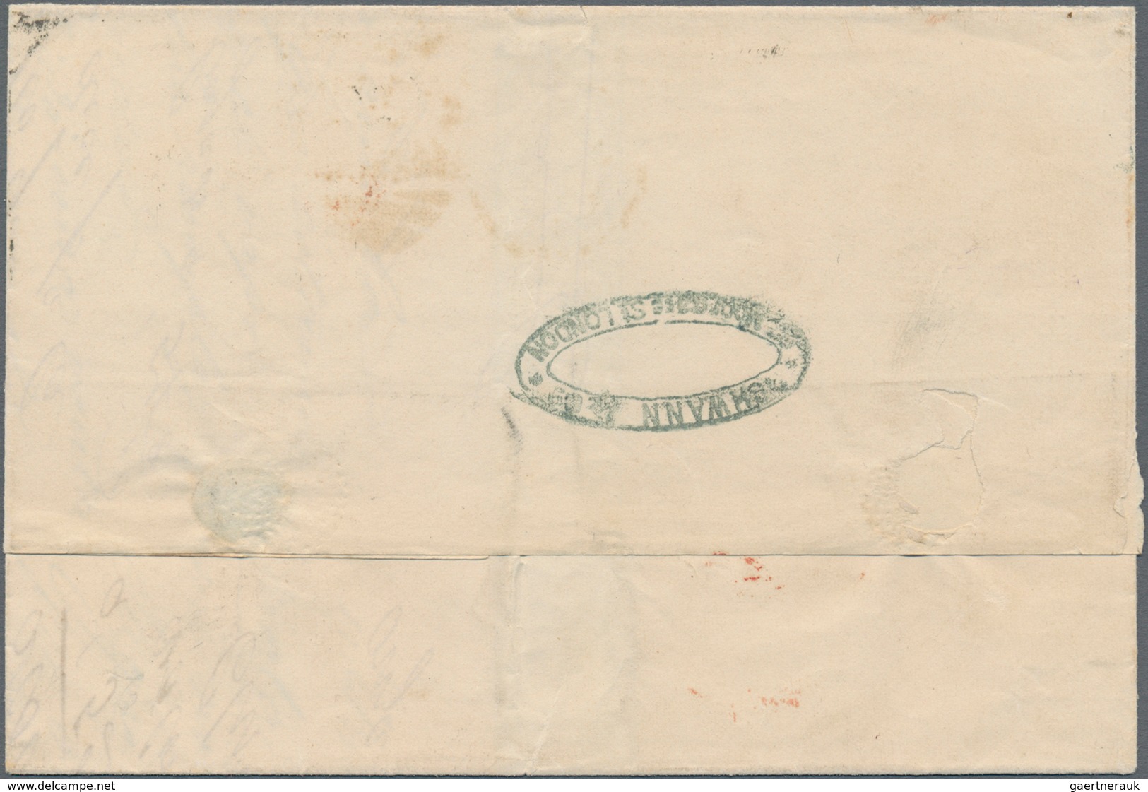 Großbritannien: 1875 1s. Green Vertical Pair, Plate 12, Used On Folded Letter From London To Veracru - Other & Unclassified