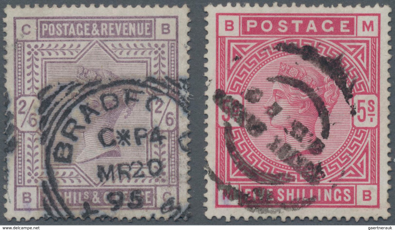 Großbritannien: 1883/1884, 2s.6d. Lilac And 5s. Rose, Both Fresh Colour, 5s. Some Short Perfs At Top - Other & Unclassified