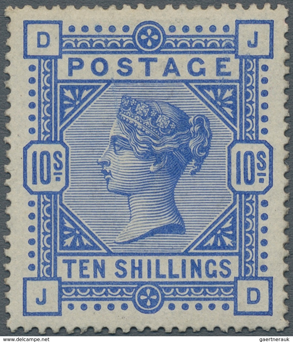 Großbritannien: 1883, 10s. Ultramarine, Wm. Anchor, Lettered J-D, Deep Intense Colour, Mint Original - Andere & Zonder Classificatie