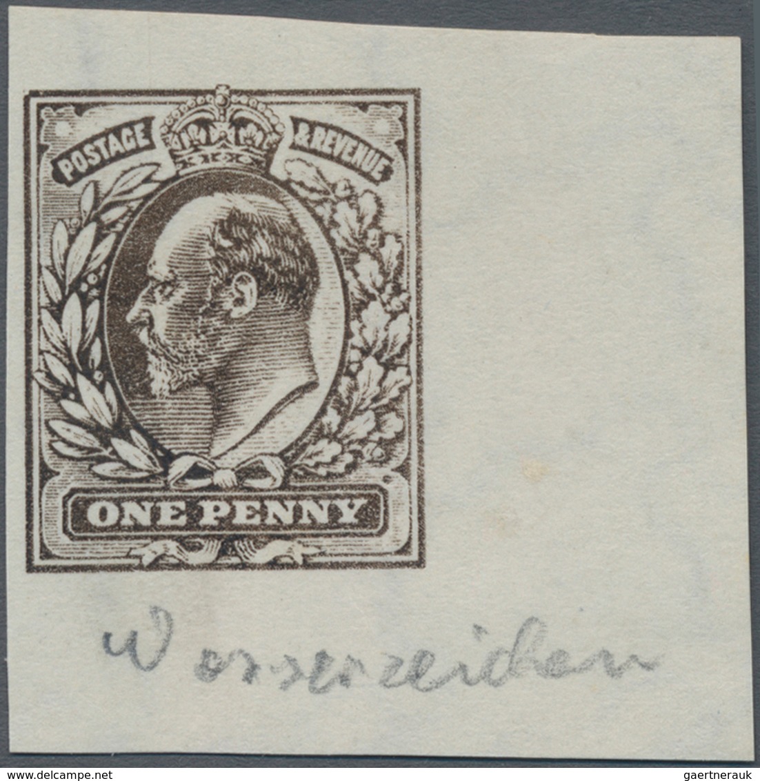 Großbritannien: 1902, King Edward VII, 1d Black ECKERLIN PROOF Printed In 1924 (according To Manuscr - Andere & Zonder Classificatie