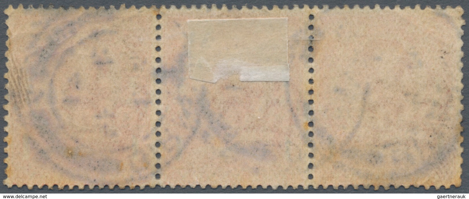 Großbritannien: 1911/1912, KGV 1d. Pale Carmine, Horizontal Strip Of Three, Right Stamp Showing Vari - Other & Unclassified