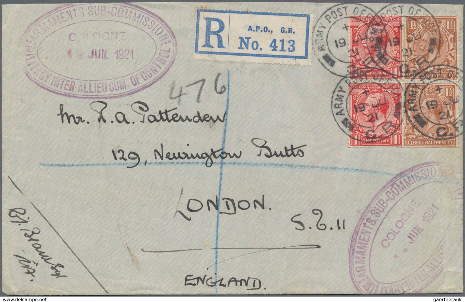 Großbritannien: 1921: Registered Envelope Addressed To London Bearing Great Britain SG 360 1d Carmin - Andere & Zonder Classificatie