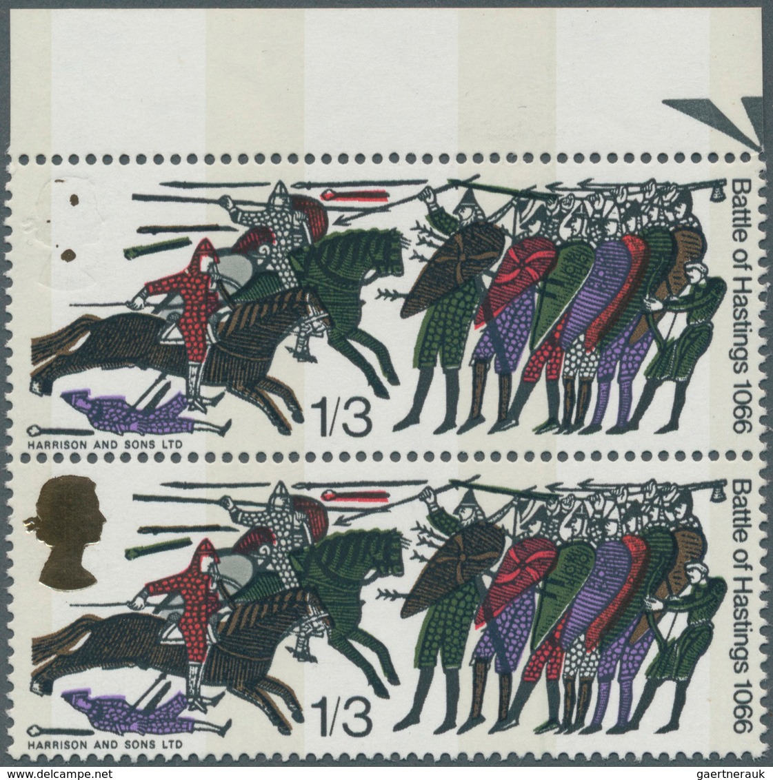 Großbritannien: 1966, 1 Sh. 3 D. Battle Of Hastings, Phosphor Bands, Vertical Pair With Upper Margin - Andere & Zonder Classificatie