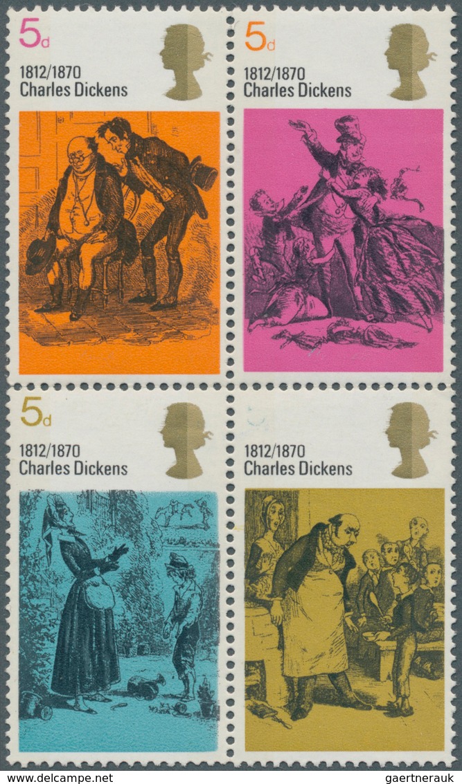 Großbritannien: 1970, Death Centenary Of Charles Dickens, Se-tenant Block Of Four Comprising All 5d. - Andere & Zonder Classificatie