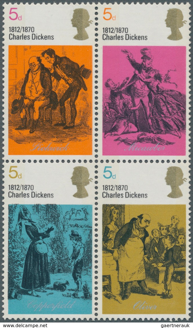Großbritannien: 1970, Death Centenary Of Charles Dickens, Se-tenant Block Of Four Comprising All 5d. - Other & Unclassified