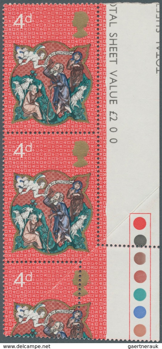 Großbritannien: 1970, 4 D. Christmas (Shepherds And The Apparition Of The Angel), Vertical Strip Of - Andere & Zonder Classificatie