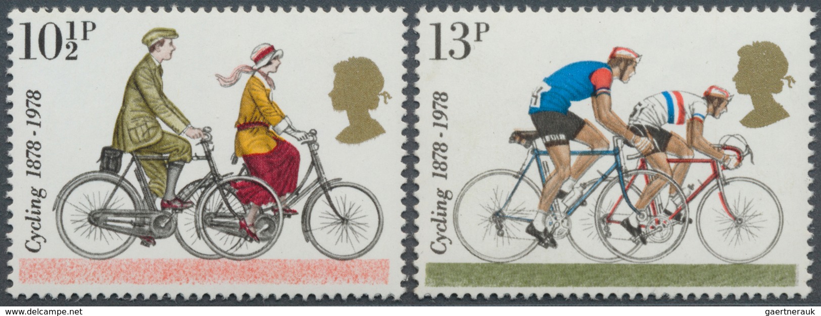 Großbritannien: 1978, 10½ P. And 13 P. Bicycle With Shifted Printing Of Golden Colour (Queen's Head) - Other & Unclassified