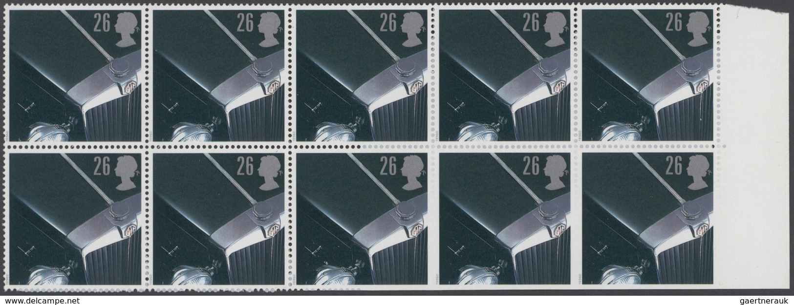 Großbritannien: 1996, 26 P. Classic Sports Cars (MG TD), Vertical Right Marginal Block Of Ten Showin - Andere & Zonder Classificatie