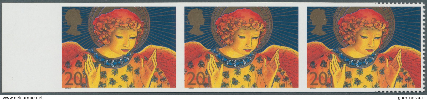 Großbritannien: 1998, 20 P. Christmas (Angel With Hands Raised In Blessing), Horizontal Strip Of 3 W - Other & Unclassified