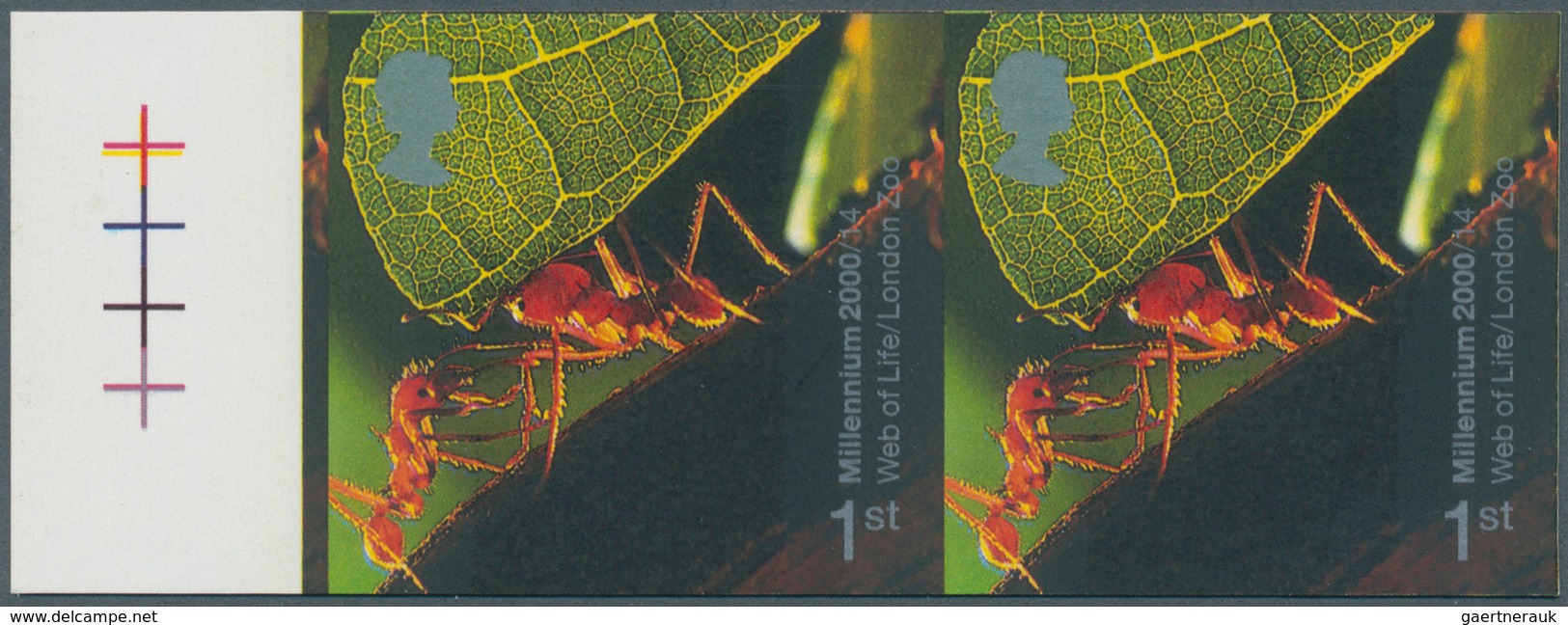 Großbritannien: 2000, 1st South American Leafcutter Ants, Imperforated Horizontal Pair With Left Mar - Andere & Zonder Classificatie