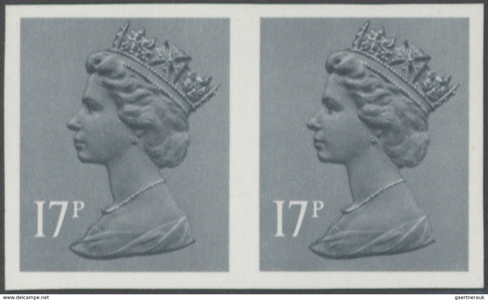 Großbritannien - Machin: 1983, 17 P. Grey-blue, Imperforated Horizontal Pair, Unmounted Mint. SG 400 - Machins