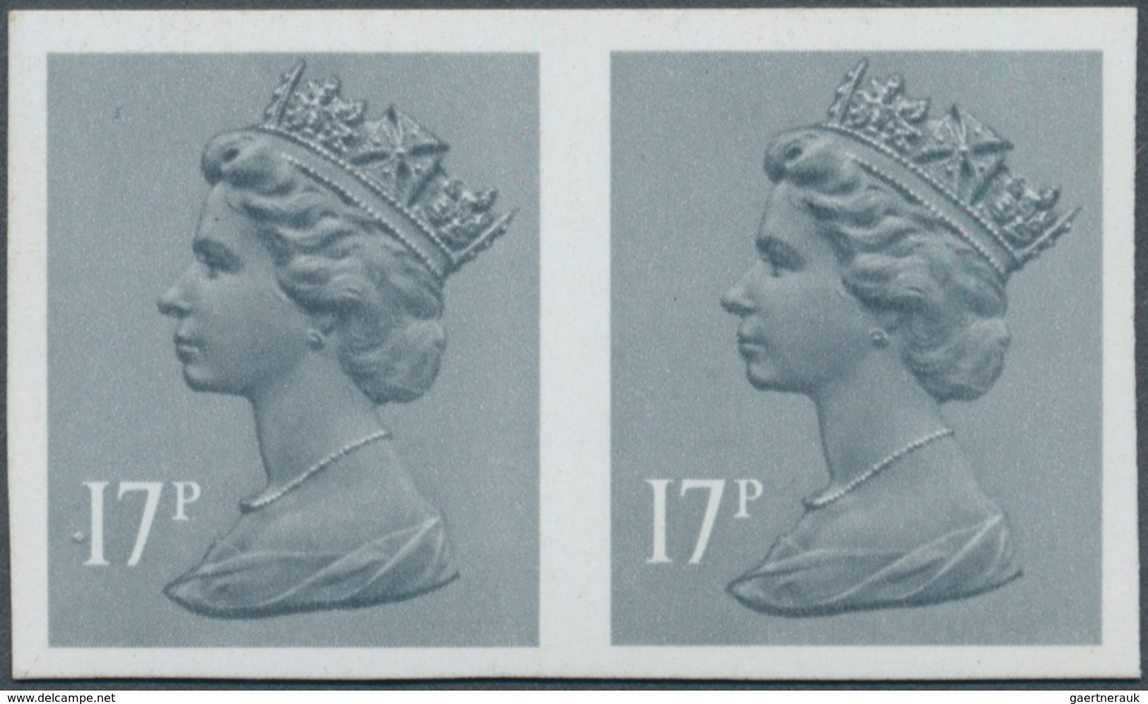 Großbritannien - Machin: 1983, 17 P. Grey-blue, Imperforated Horiz. Pair, Unmounted Mint. - Machins