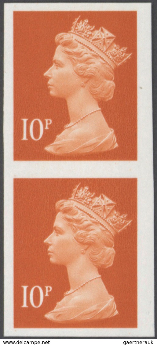 Großbritannien - Machin: 1993, 10 P. Dull Orange, Imperforated Vertical Pair, Unmounted Mint. SG 1.1 - Machins