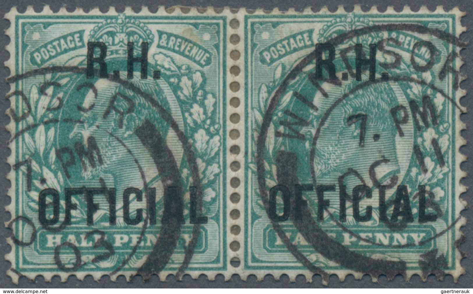 Großbritannien - Dienstmarken: 1902, Royal Household, KEVII ½d. Blue-green, Horizontal Pair, Fresh C - Officials