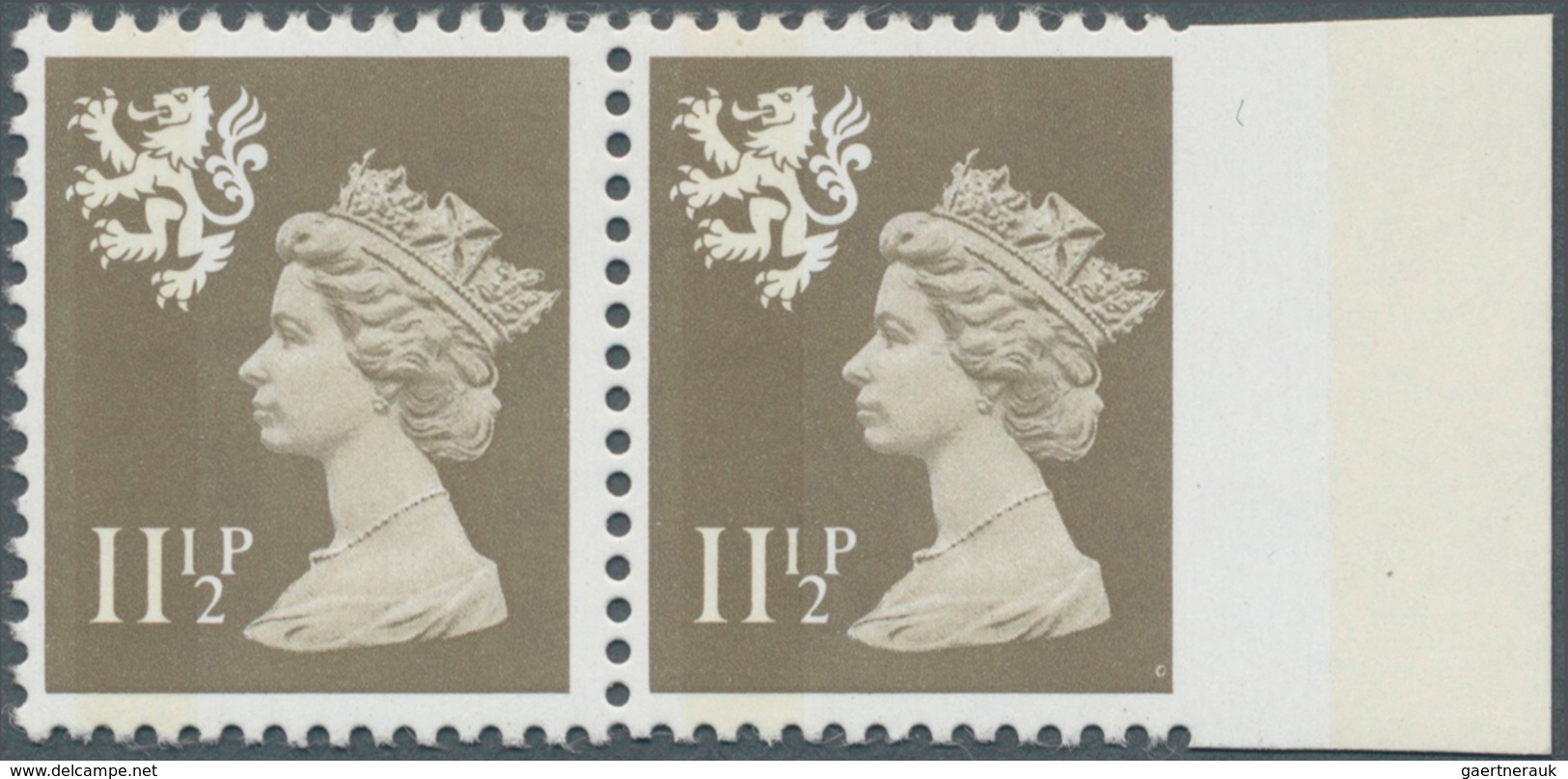 Großbritannien - Regionalmarken: Schottland: 1981, 11 1/2 P. Drab, Horizontal Pair With Right Margin - Escocia