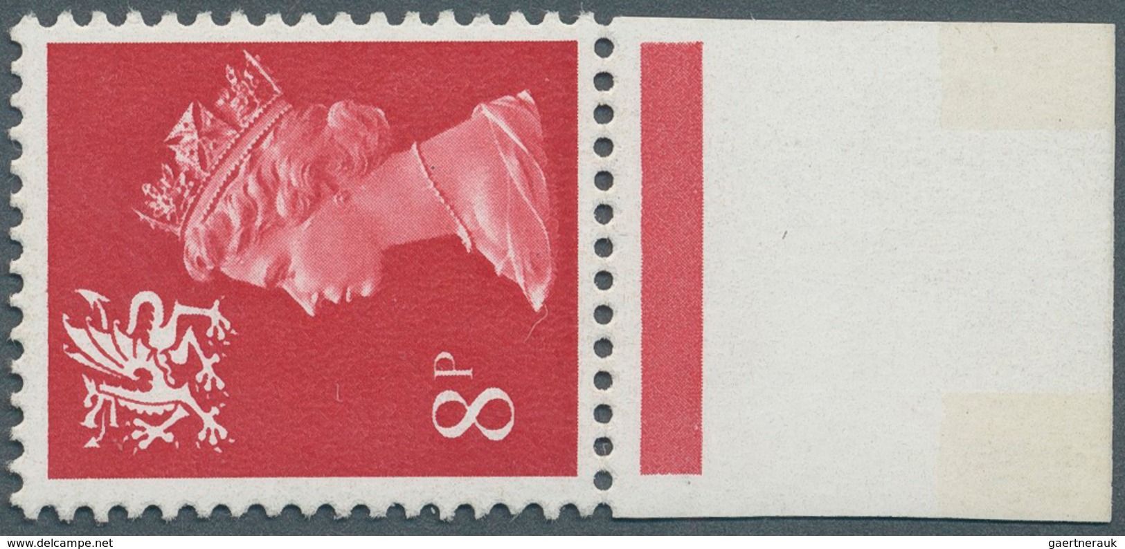 Großbritannien - Regionalmarken: Wales: 1974, 8 P. Rosine With Lower Margin, Showing Variety "phosph - Wales