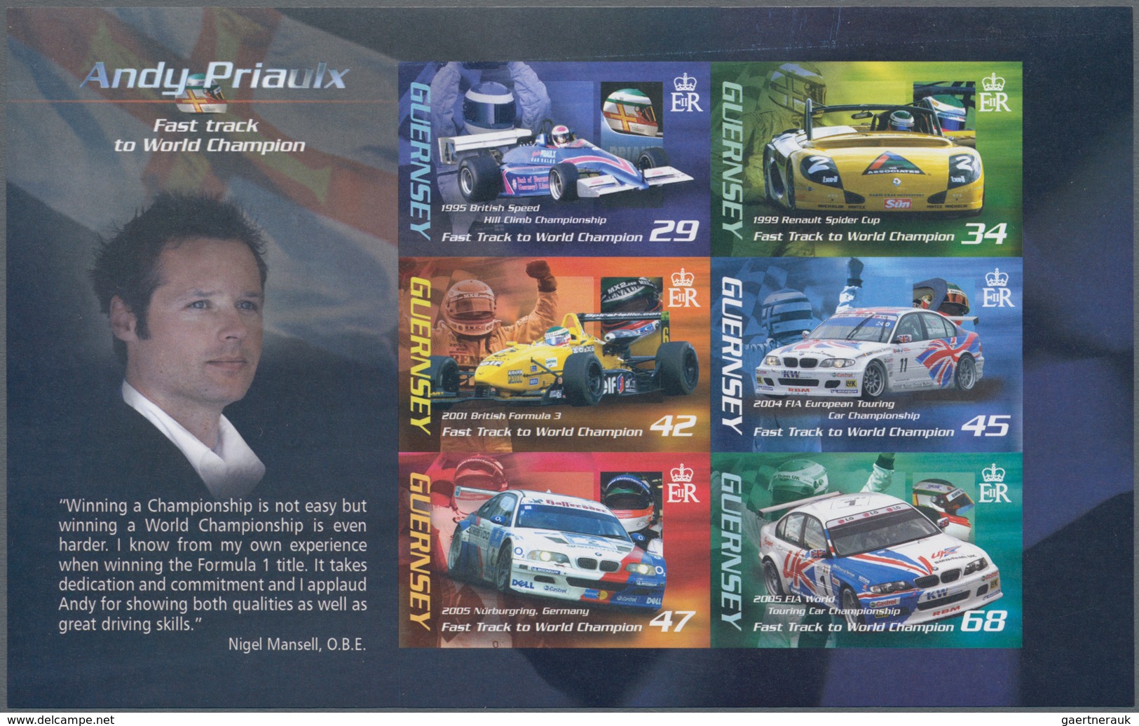 Großbritannien - Guernsey: 2006, Block Issue "Racing Driver Andy Priaulx" In Original Size, Clean Mi - Guernsey