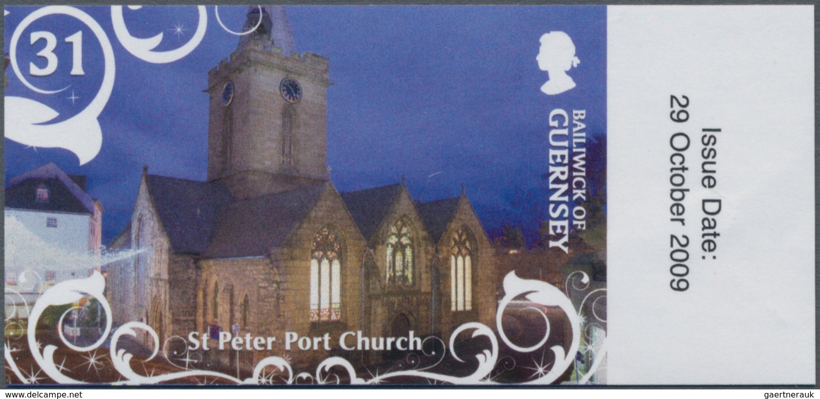 Großbritannien - Guernsey: 2009, 31 P. Christmas "Town Church St. John", Completely Imperforated, Mi - Guernsey