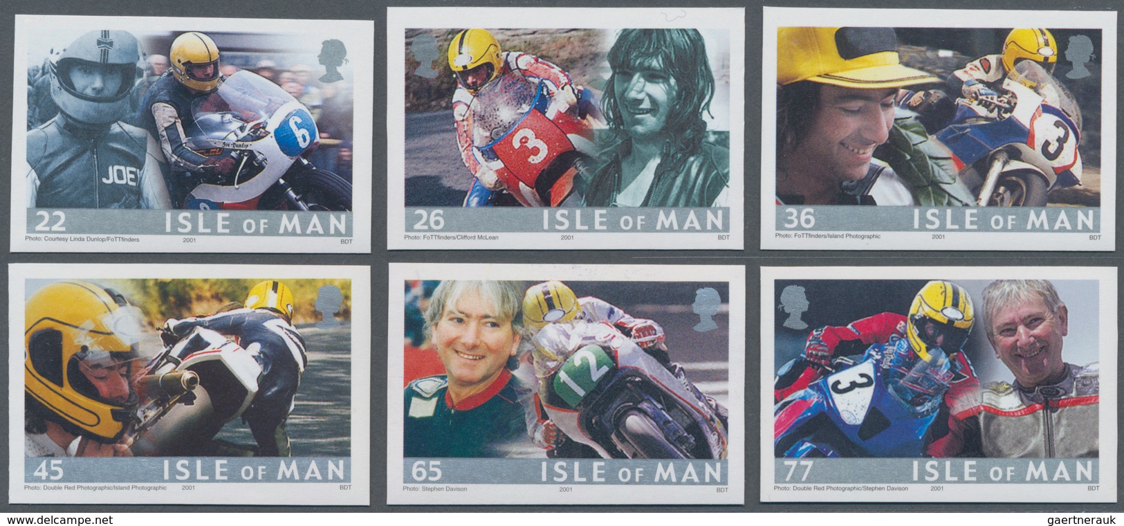Großbritannien - Isle Of Man: 2001. Complete Set (6 Values) "Joey Dunlop (1952-2000), Irish Motorcyc - Isle Of Man