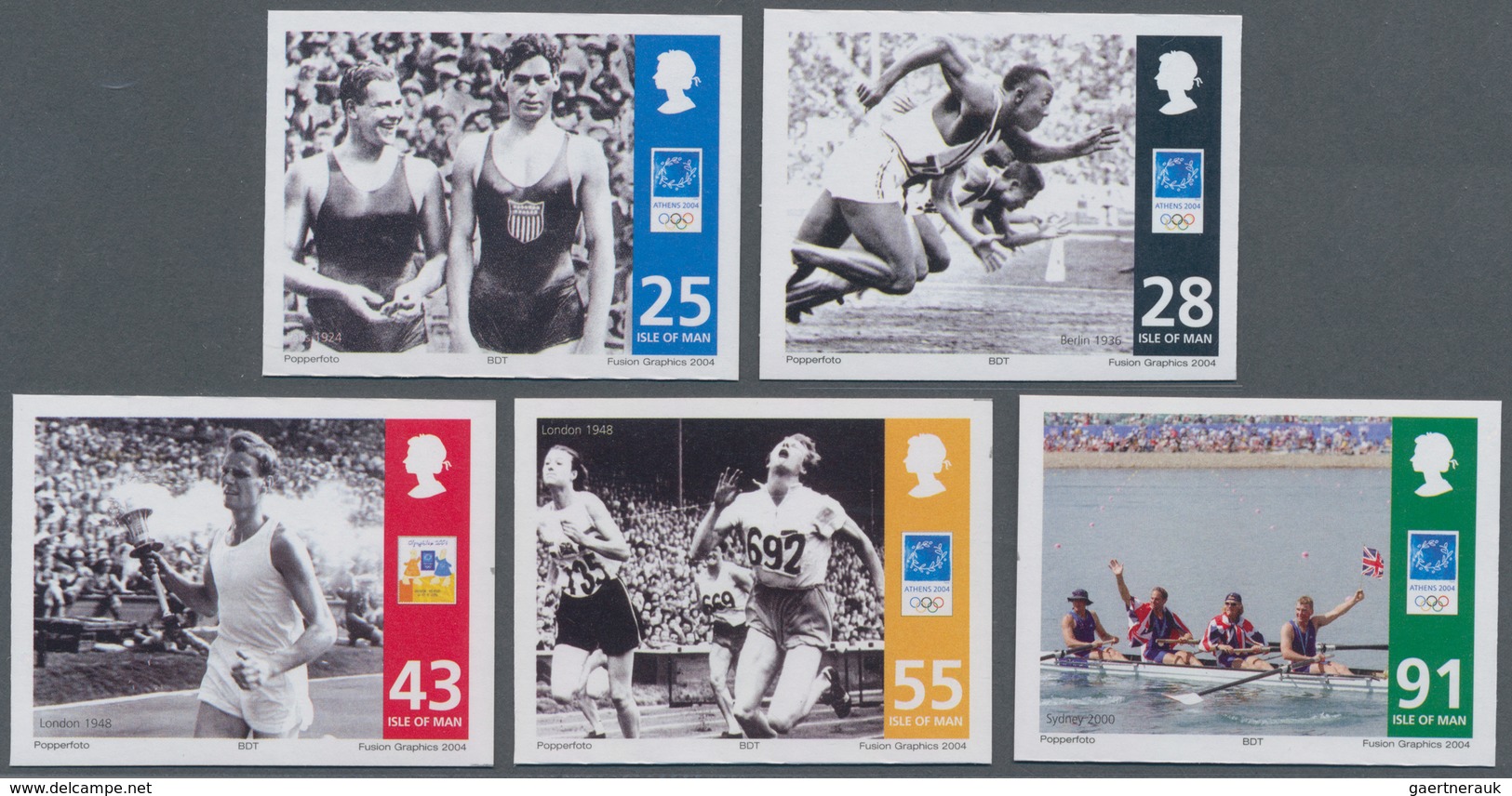Großbritannien - Isle Of Man: 2004. Complete Set (5 Values) "Summer Olympic Games, Athens: Olympic C - Man (Eiland)
