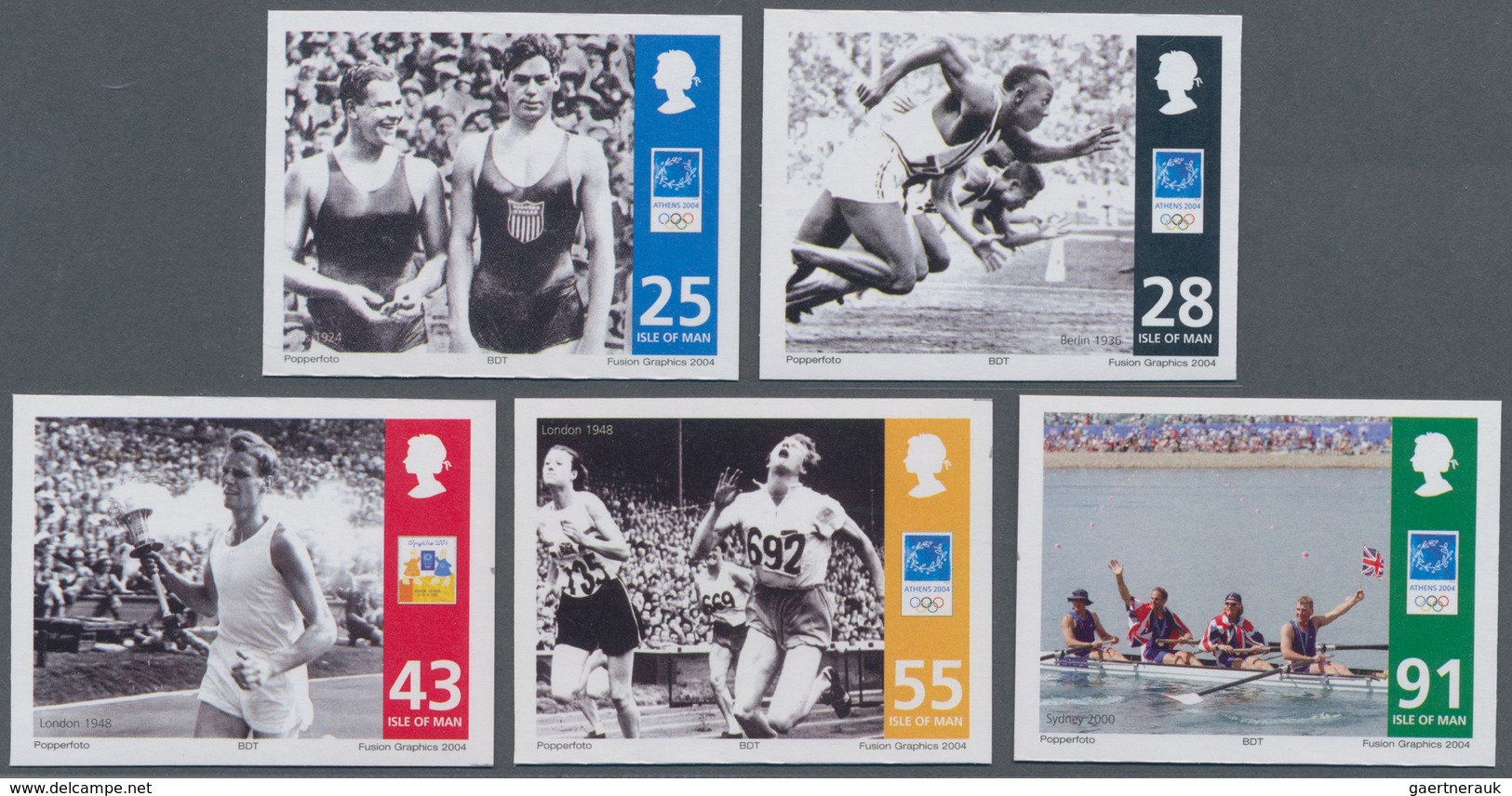 Großbritannien - Isle Of Man: 2004. Complete Set (5 Values) "Summer Olympic Games, Athens: Olympic C - Isle Of Man