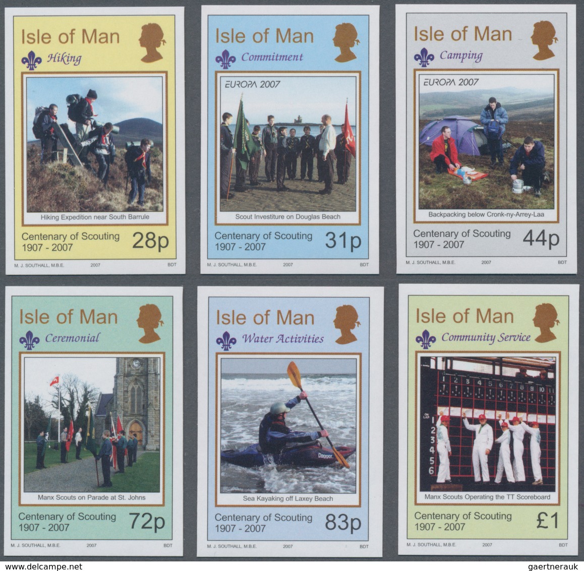 Großbritannien - Isle Of Man: 2007. Complete Set "100 Years Of Scouting Movement" (6 Values) In IMPE - Isla De Man