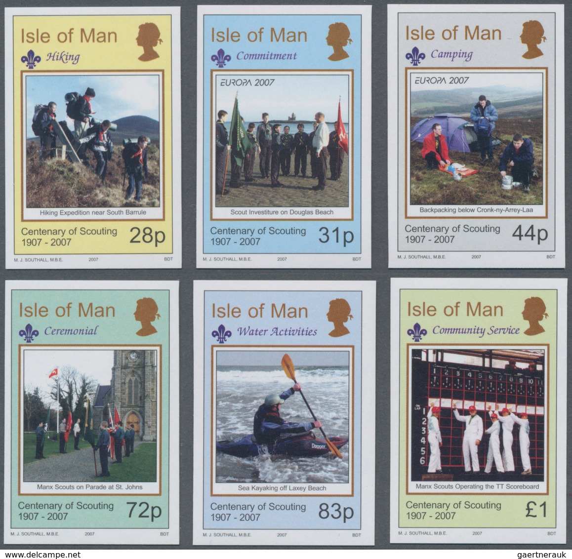 Großbritannien - Isle Of Man: 2007. Complete Set "100 Years Of Scouting Movement" (6 Values) In IMPE - Isle Of Man