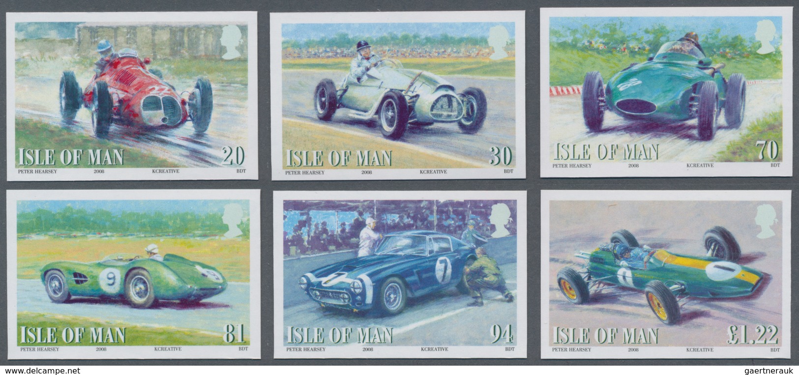 Großbritannien - Isle Of Man: 2008. Complete Set "British Motor Racing Drivers" (6 Values) In IMPERF - Isla De Man