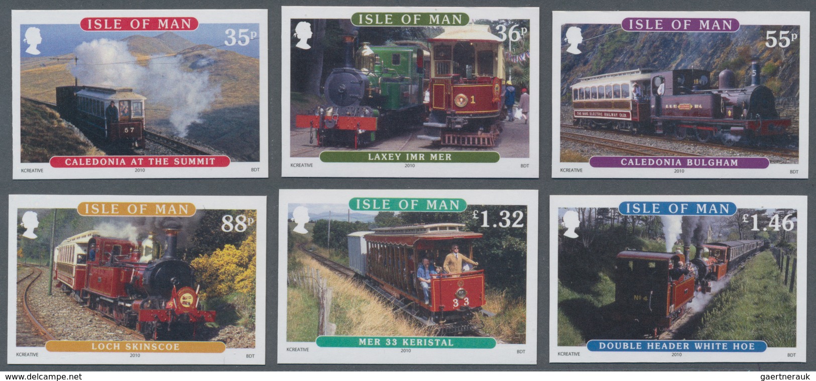 Großbritannien - Isle Of Man: 2010. Complete Set "Railways Of The Isle Of Man" (6 Values) In IMPERFO - Man (Insel)