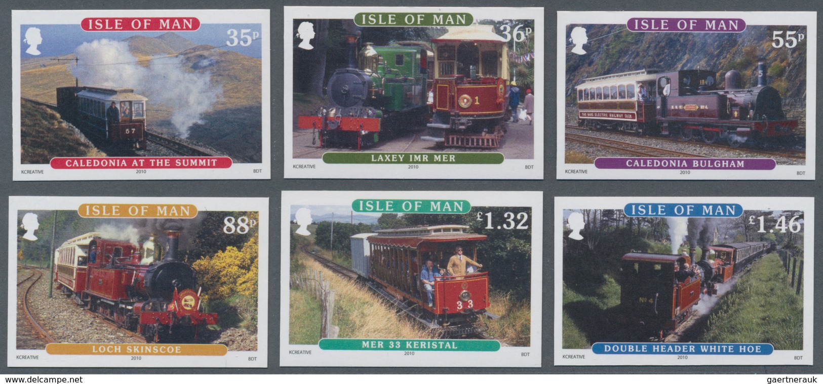 Großbritannien - Isle Of Man: 2010. Complete Set "Railways Of The Isle Of Man" (6 Values) In IMPERFO - Man (Eiland)