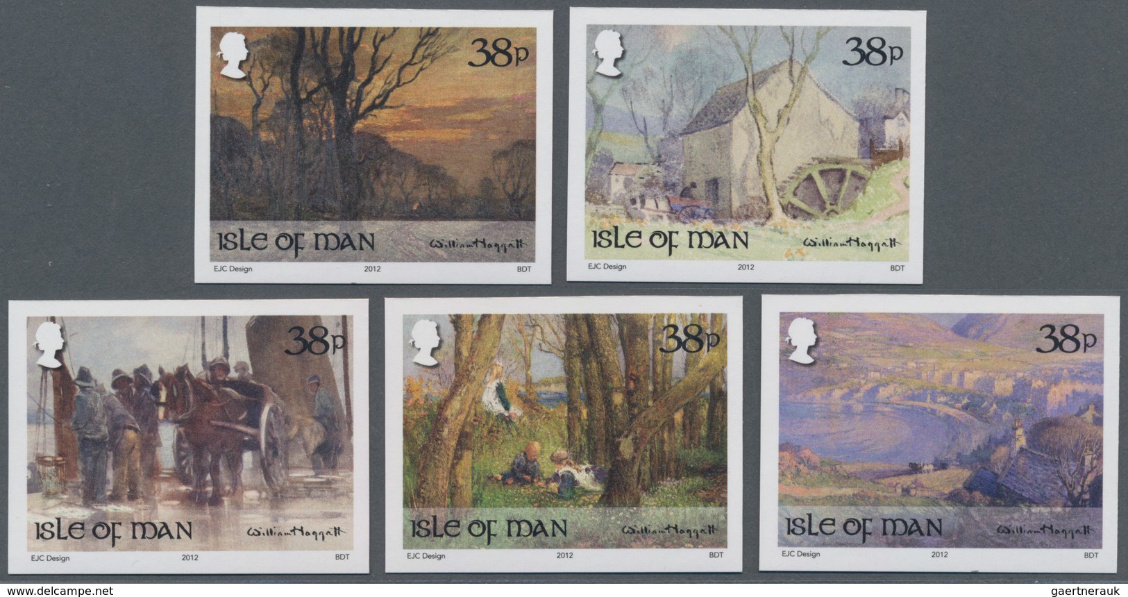 Großbritannien - Isle Of Man: 2012. Complete Set (5 Values) "Paintings By Hoggatt" In IMPERFORATE Si - Isla De Man