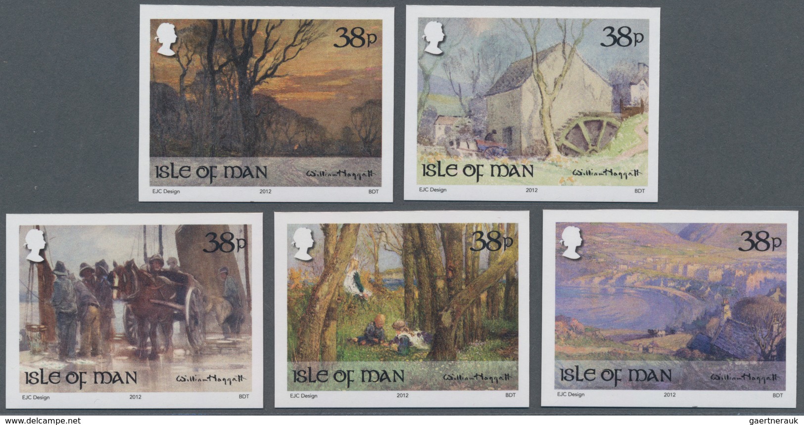 Großbritannien - Isle Of Man: 2012. Complete Set (5 Values) "Paintings By Hoggatt" In IMPERFORATE Si - Isle Of Man