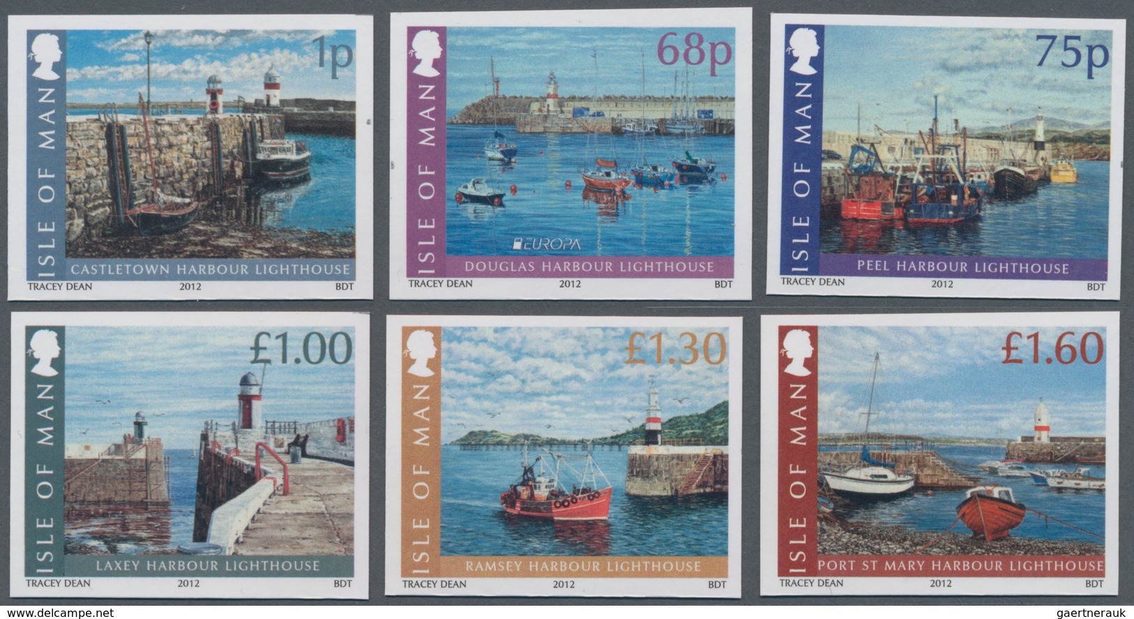 Großbritannien - Isle Of Man: 2012. Complete Set (6 Values) "Harbour Lights" In IMPERFORATE Single S - Man (Insel)