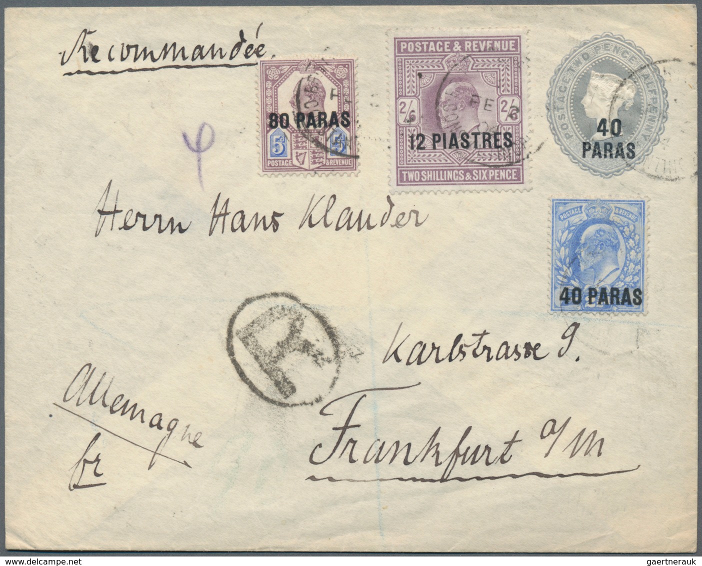 Britische Post In Der Türkei: 1904, 40 Pa On 2 D QV Postal Stationery Envelope, Uprated With 40 Pa O - Other & Unclassified