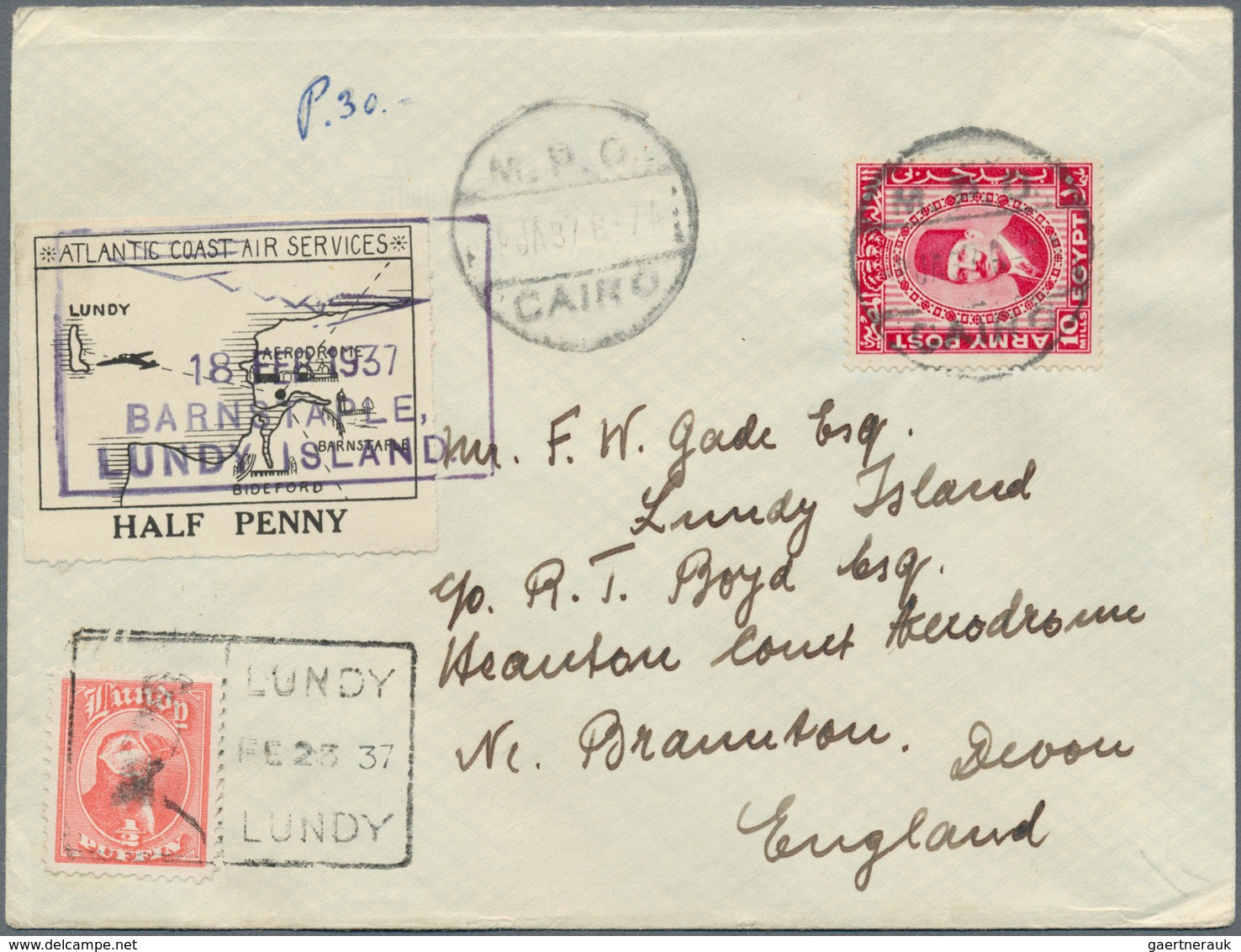 Britische Militärpost In Ägypten: 1936, 3m. Green And 10m. Carmine Each On Philatelic Cover From "CA - Other & Unclassified