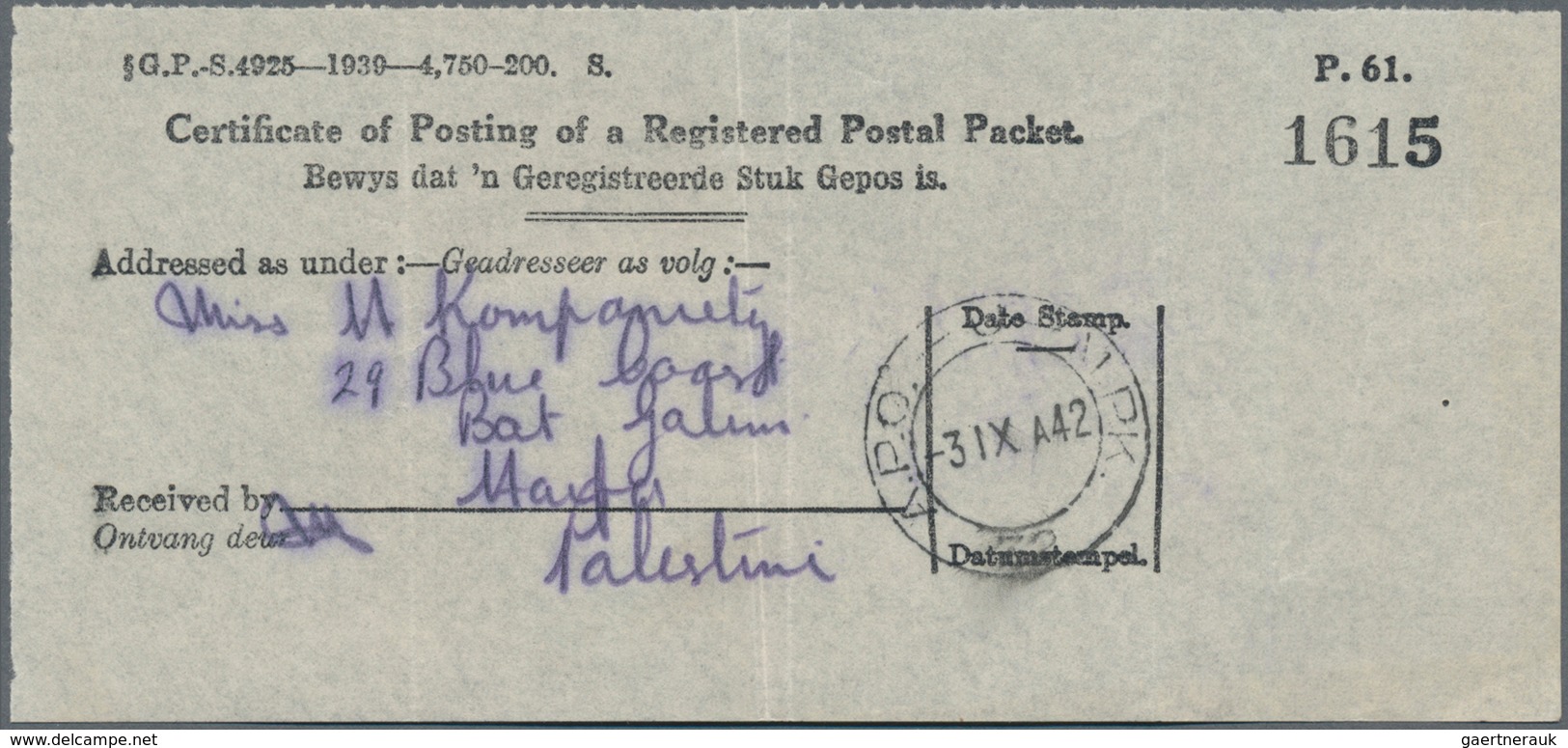 Britische Militärpost In Ägypten: 1942: South African Postal Stationery Registered Envelope 4d. Plus - Other & Unclassified