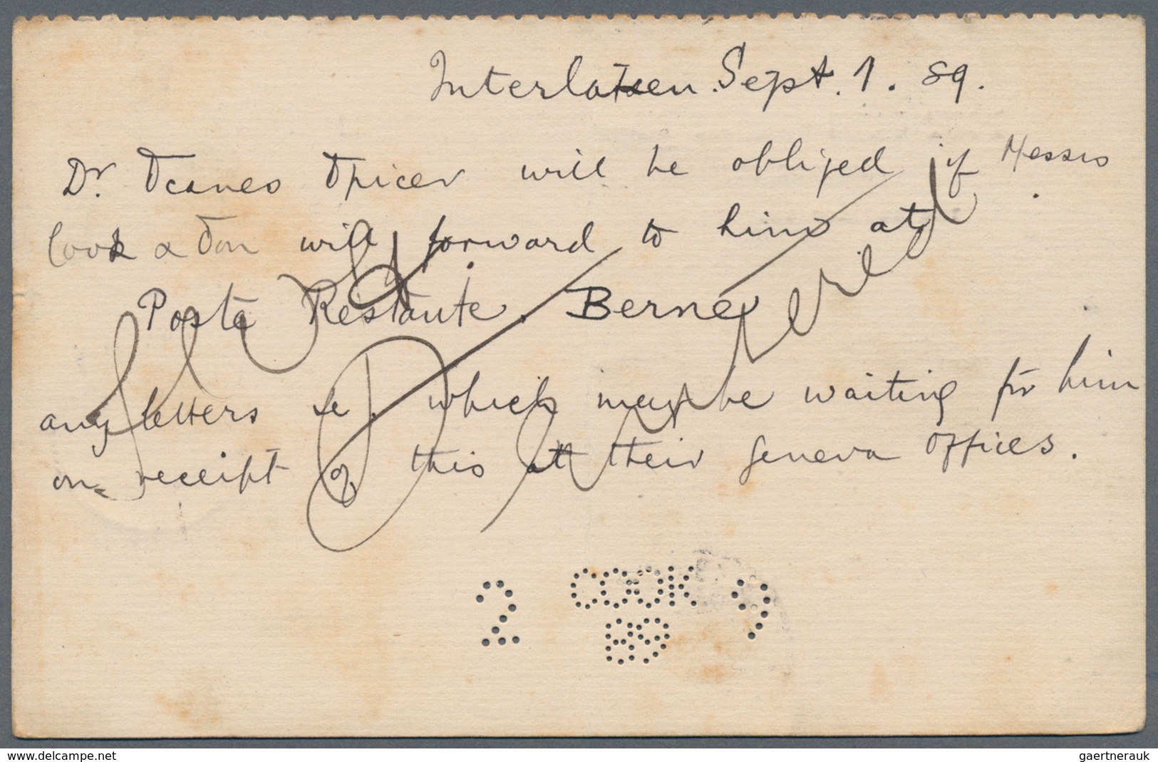 Großbritannien - Ganzsachen: 1889, 1 D Stationery Card Used Against Regulations In Switzerland From - Otros & Sin Clasificación