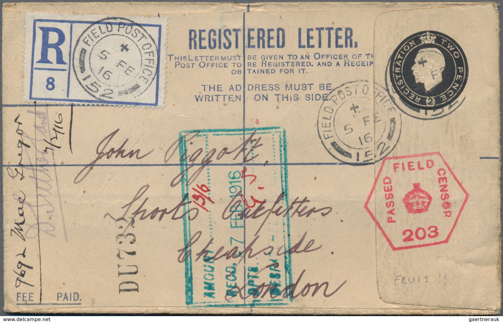 Großbritannien - Ganzsachen: 1915/25 Four Commercially Used And One Unused Postal Stationery Registe - Other & Unclassified