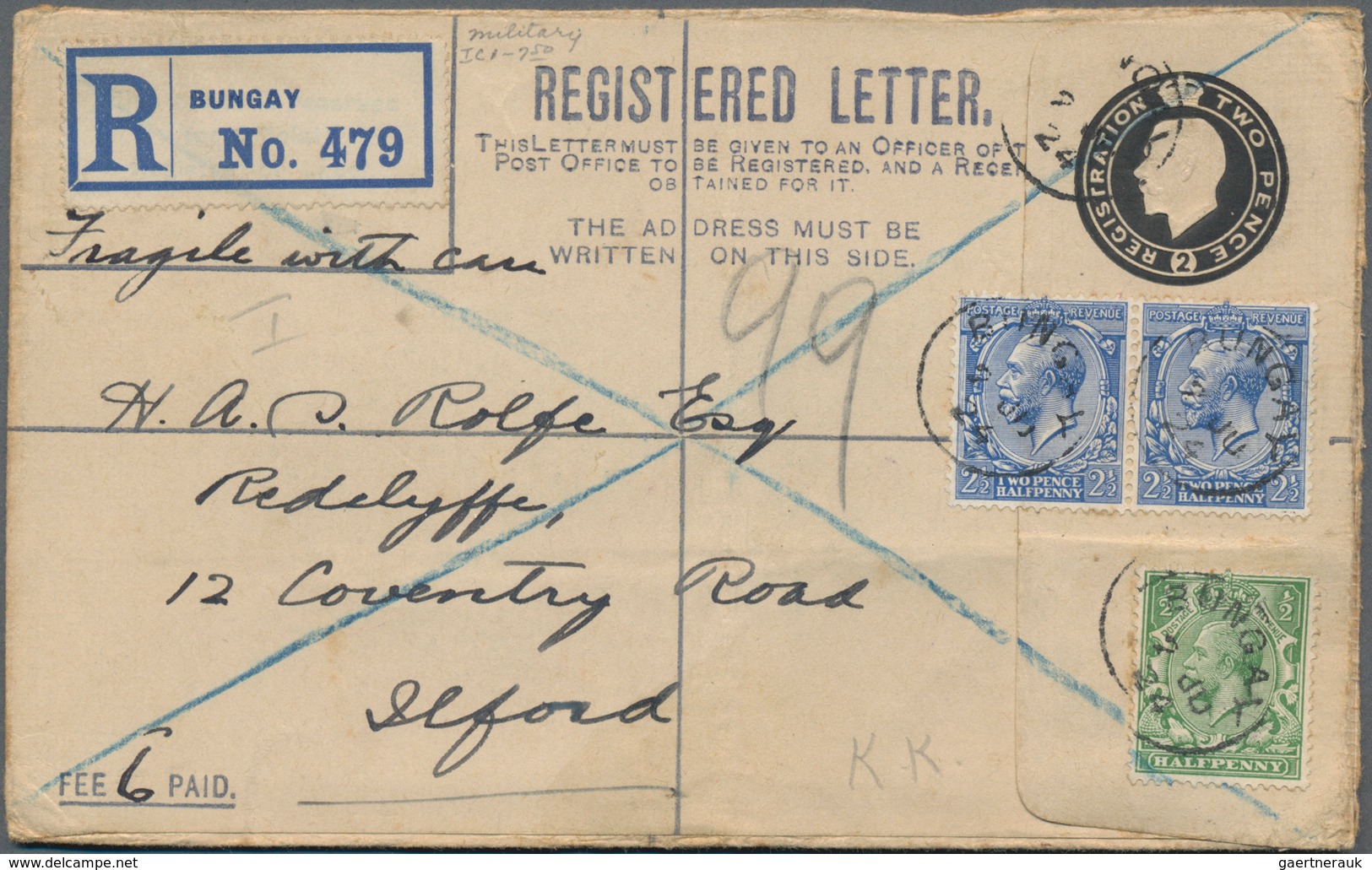 Großbritannien - Ganzsachen: 1915/25 Four Commercially Used And One Unused Postal Stationery Registe - Other & Unclassified