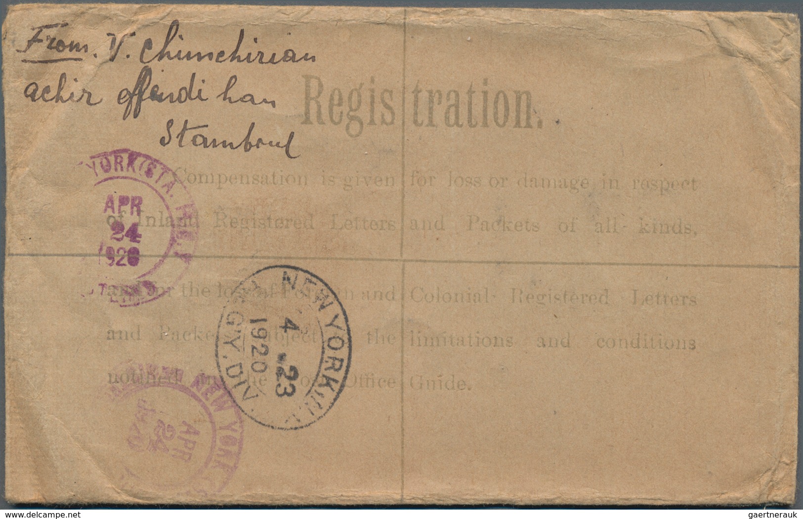 Großbritannien - Ganzsachen: 1915/25 four commercially used and one unused postal stationery registe