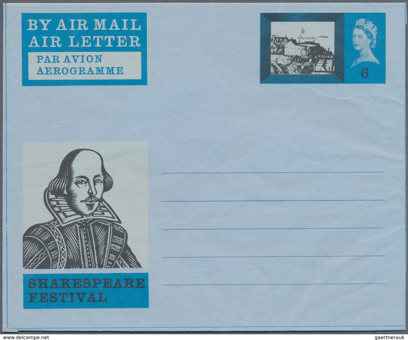 Großbritannien - Ganzsachen: 1964 Unused Aerogram 6p Shakespeare Festival, Claret Colour Is Missed, - Other & Unclassified