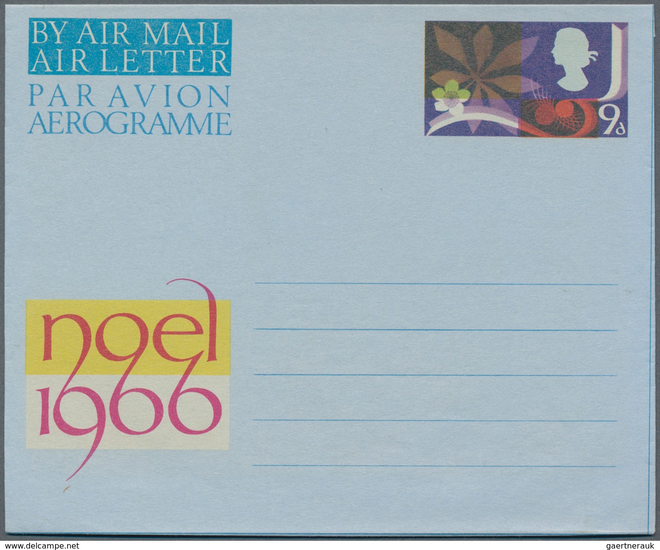 Großbritannien - Ganzsachen: 1966, Christmas, Aerogram 9d Missing Blue Background Colour (Queen Eliz - Other & Unclassified