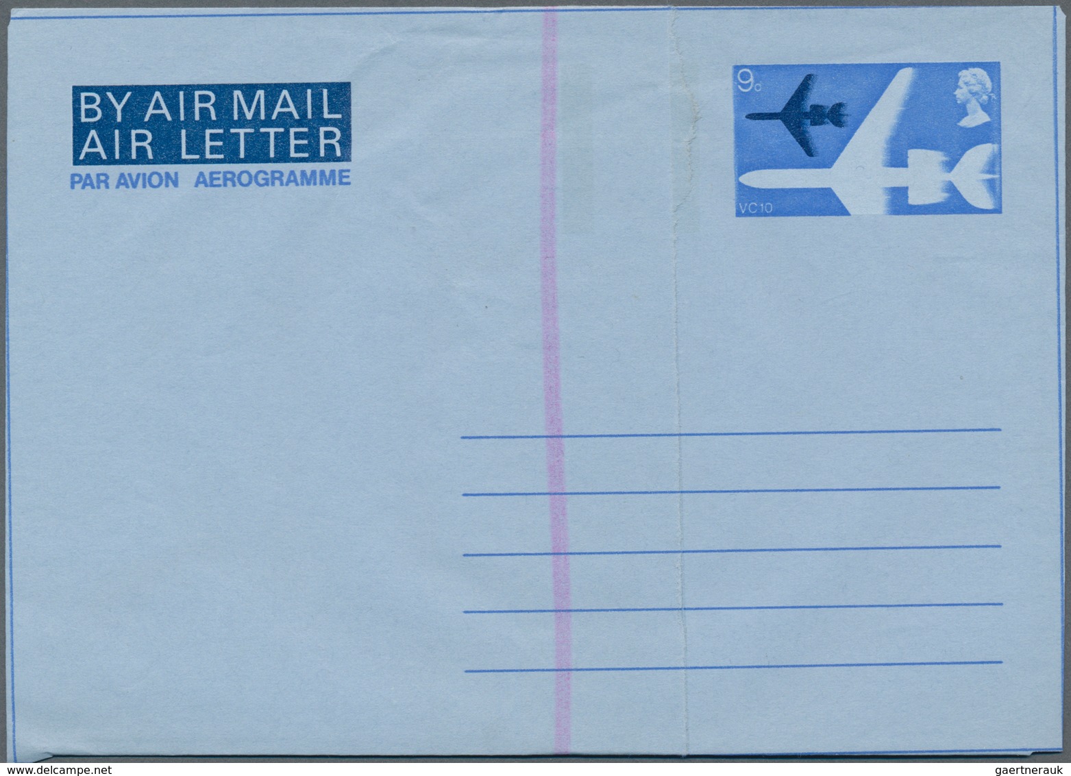 Großbritannien - Ganzsachen: 1968 Unused Aerogram 9d, Glued Paper Web, With Violet Strip That Marks - Andere & Zonder Classificatie