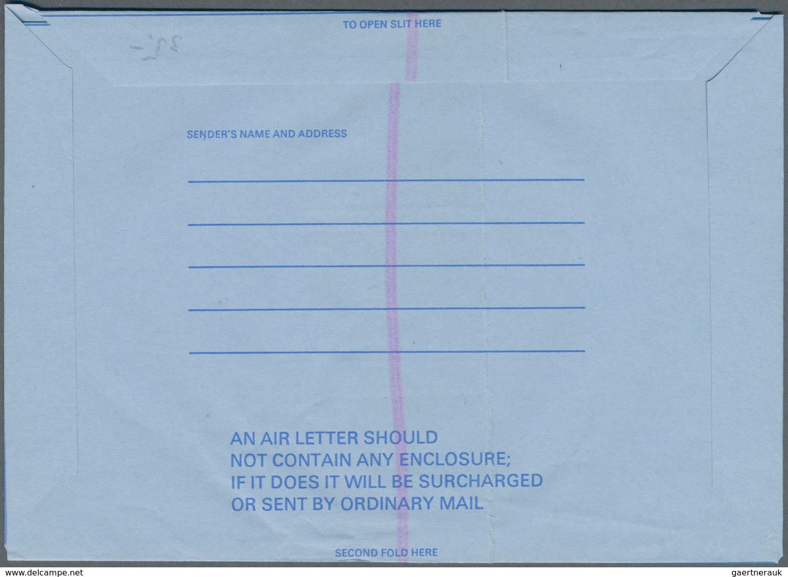 Großbritannien - Ganzsachen: 1968 Unused Aerogram 9d, Glued Paper Web, With Violet Strip That Marks - Other & Unclassified