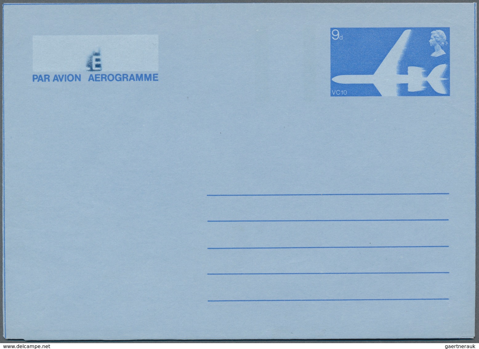 Großbritannien - Ganzsachen: 1968, Aerogram 9d Missing Dark-blue Color, Therefore Imprinted Stamp Wi - Other & Unclassified