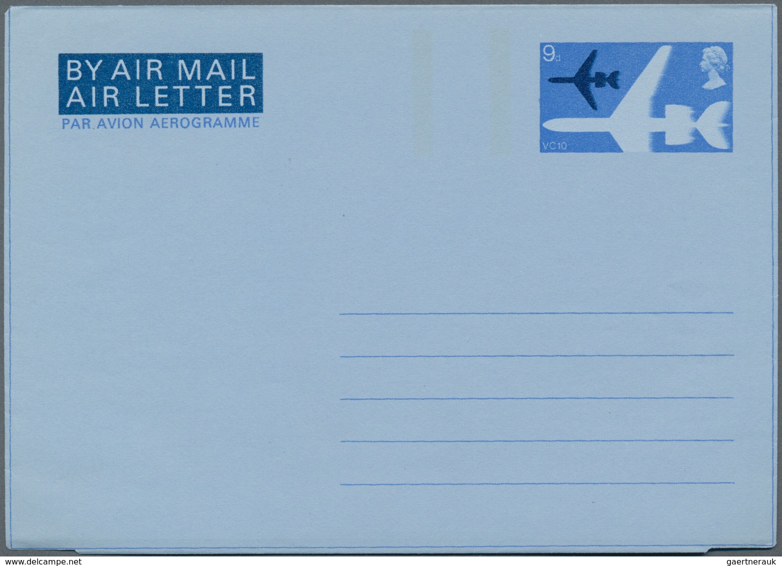 Großbritannien - Ganzsachen: 1968, Aerogram 9d Missing Light-blue Color, Therefore Imprinted Stamp W - Other & Unclassified