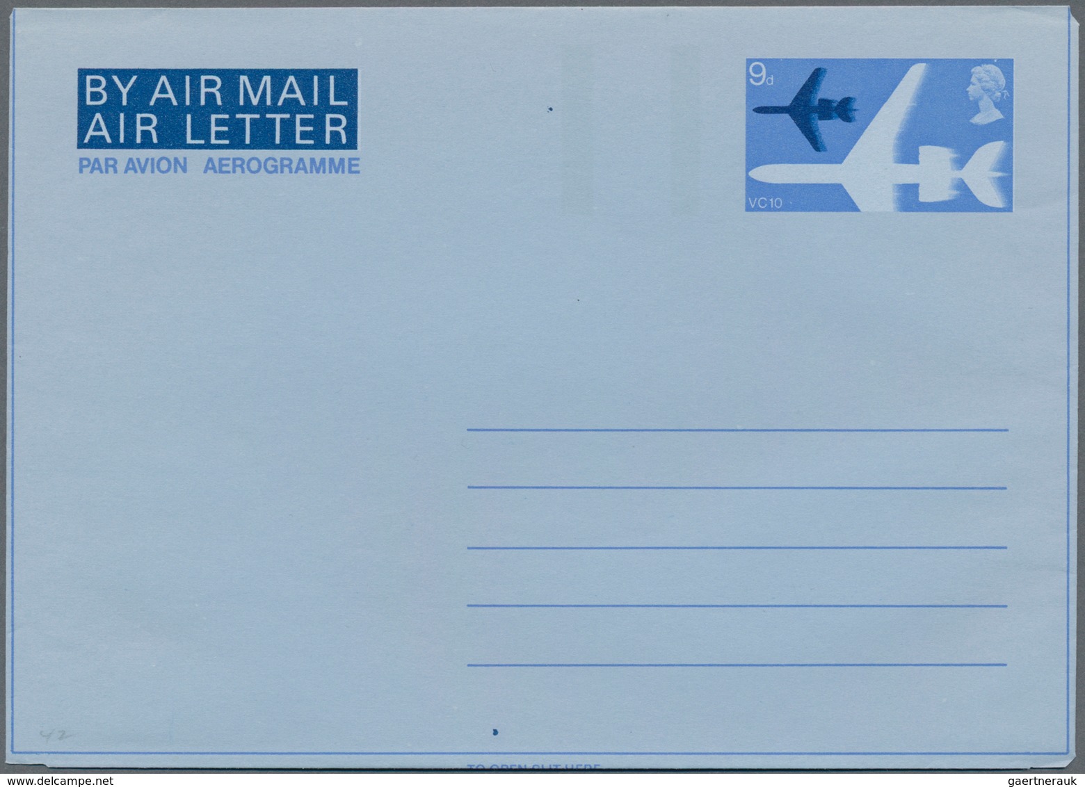 Großbritannien - Ganzsachen: 1968 Unused Aerogram 9d, Flaw In Stamp Imprint, Normal Copy Enclosed, S - Other & Unclassified